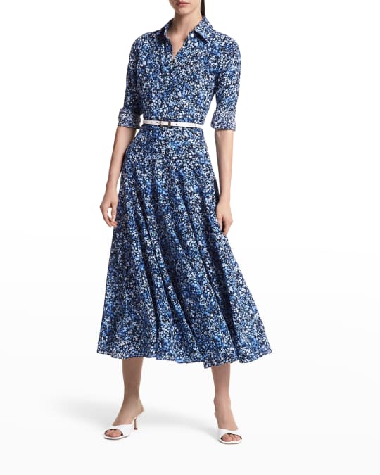 Michael Kors Collection Floral-Print Silk Midi Shirtdress Neiman