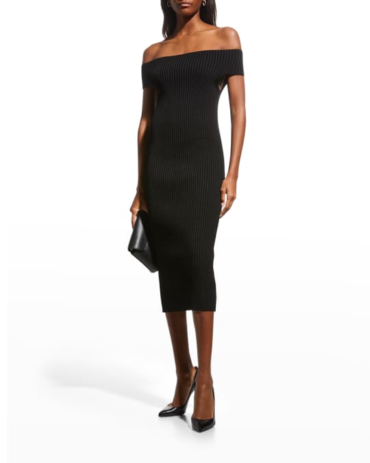 Off the shoulder ribbed midi dress outlet