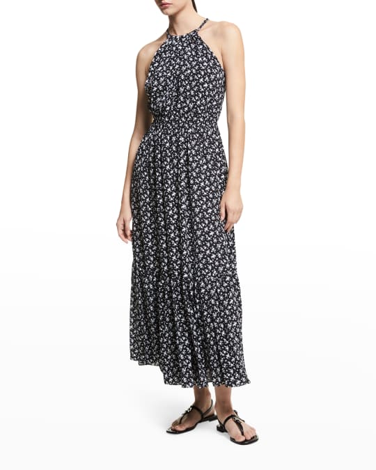 Michael Kors Collection Floral-Print Silk Halter Midi Dress | Neiman Marcus