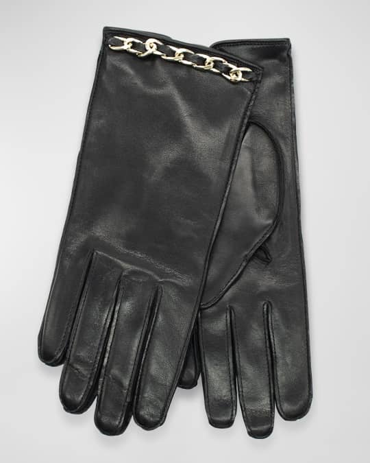 Portolano Chain Napa Leather Short Gloves | Neiman Marcus