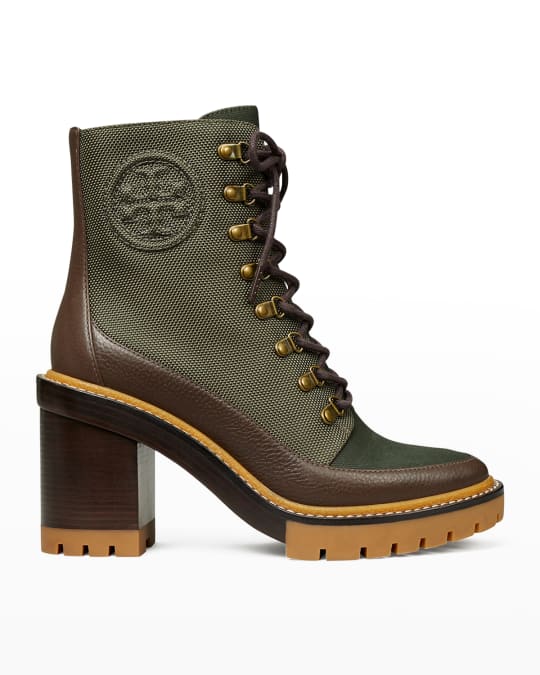 Tory Burch Miller Mixed Media Lug Sole Combat Booties Neiman Marcus