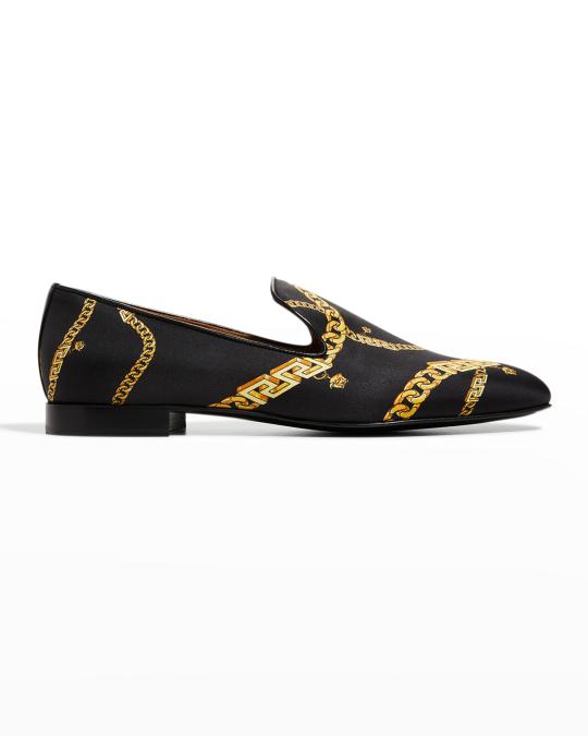 Versace Yellow and Black Slip-On Loafers Versace Black/Yellow Floral Printed Leather Medusa Slip On  main image 4