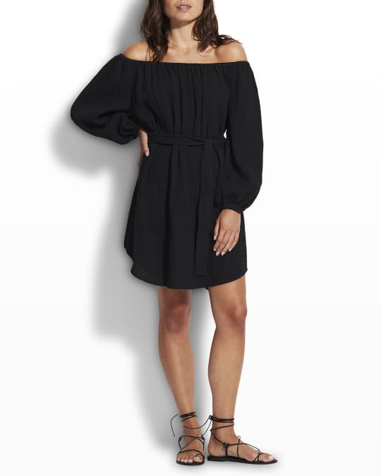 Seafolly Beach Edit Off-the-Shoulder Coverup Dress | Neiman Marcus