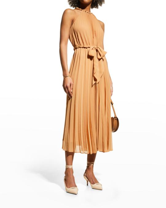 zimmermann golden pleated dress Sunray Midi Midi dress