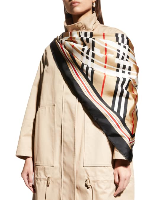 Shop Burberry Monogram Stripe Wool & Silk Scarf