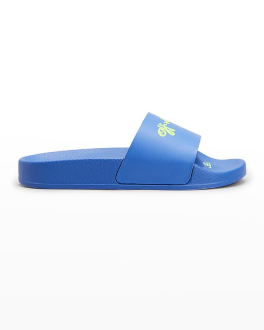 Off White Boy s Logo Script Pool Slide Sandals Toddler Kids