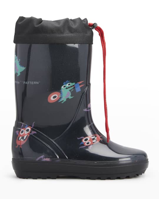 Off White Kid s Monsters Drawstring Rain Boots Toddler Kids