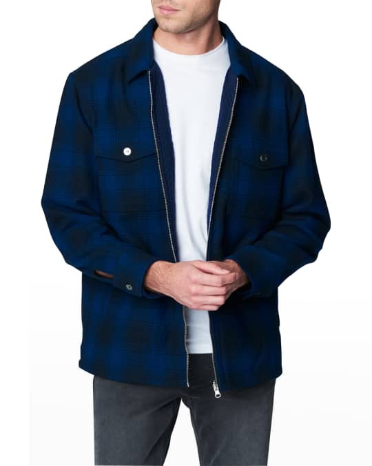 Blank NYC Men's Plaid Shirt Jacket Neiman Marcus