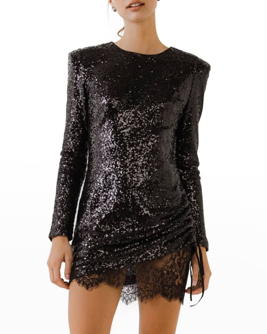 knee length dresses for ladies Sequins Lace Mini Dress – Endless Rose