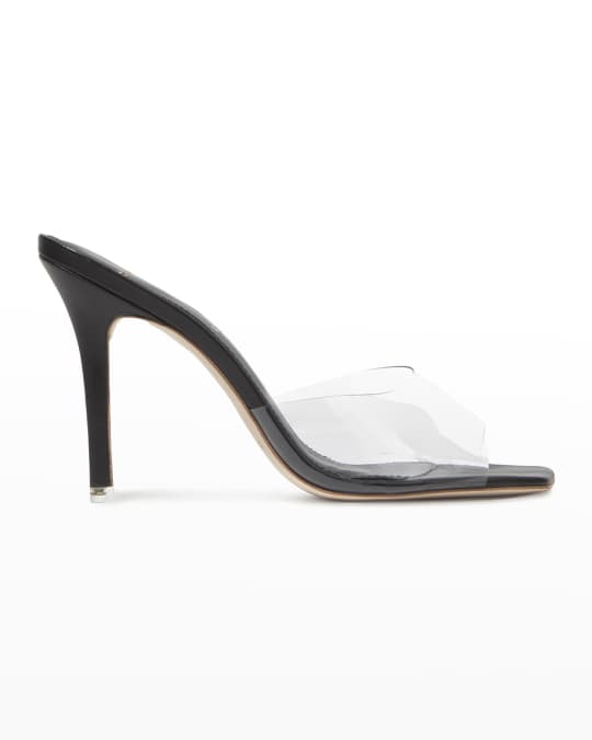 Black Suede Studio Marnie Transparent Slide Sandals | Neiman Marcus