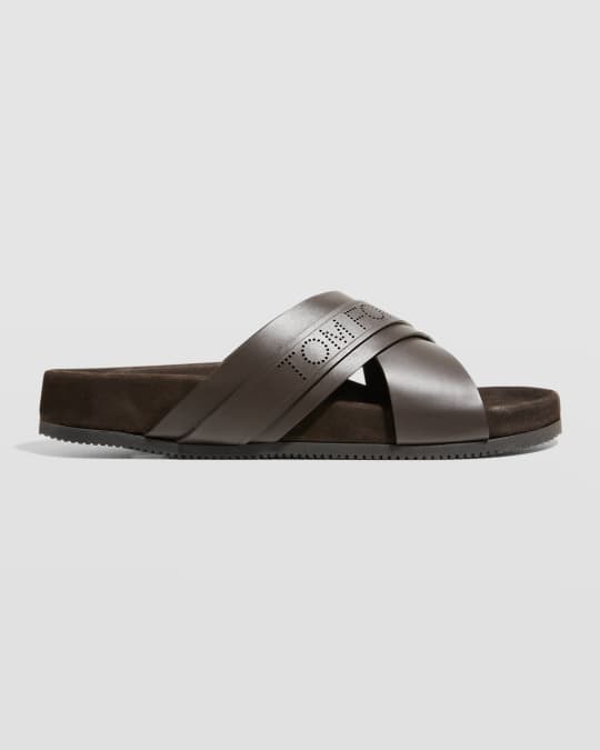 Men s Crisscross Leather Slide sandals
