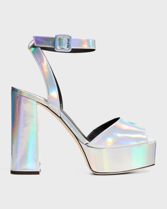 Giuseppe Zanotti Metropolis Metallic Ankle-Strap Platform Sandals