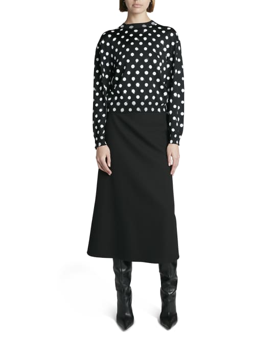 Balenciaga Pushup Wool Barathea Midi Skirt | Neiman Marcus
