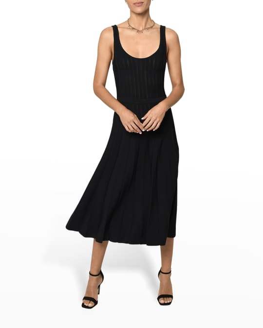 Nicole Miller Sunburst-Pleated Sleeveless Midi Dress | Neiman Marcus