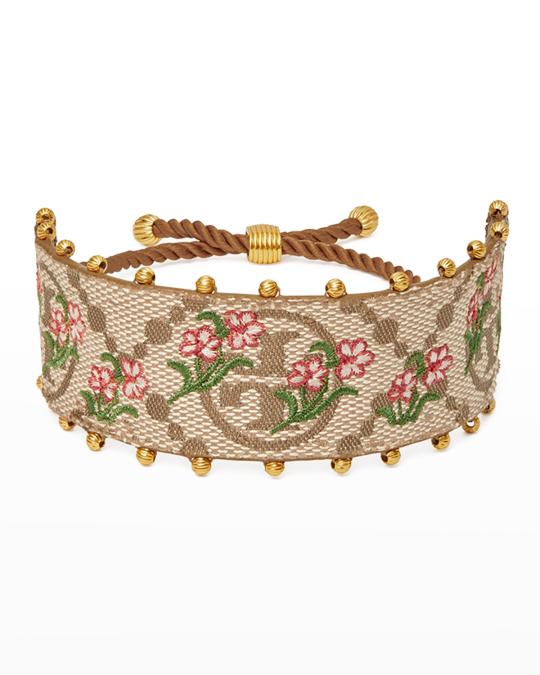 Tory Burch Gold-Tone Signature Logo Floral Hinged Bracelet Tory Burch Icon Hinge Logo Bracelet - Cuff, Bracelets  main image 4
