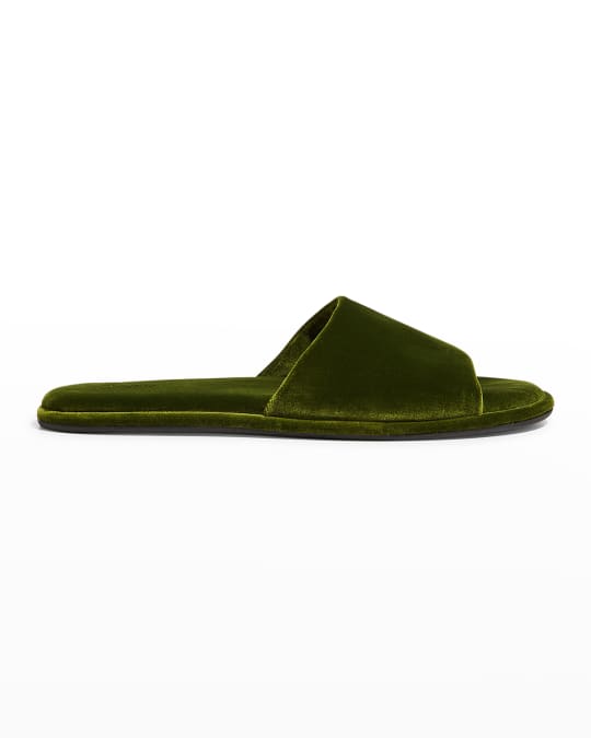 THE ROW Canal Velvet Flat Slippers Neiman Marcus