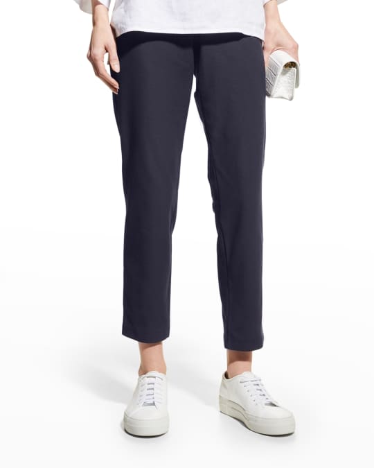 Eileen Fisher Slim Ankle Pants in Washable Stretch Crepe Graphite