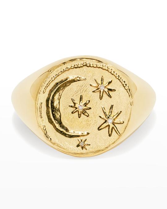 AZLEE Cosmic Signet Coin Ring, Size 6.5 | Neiman Marcus