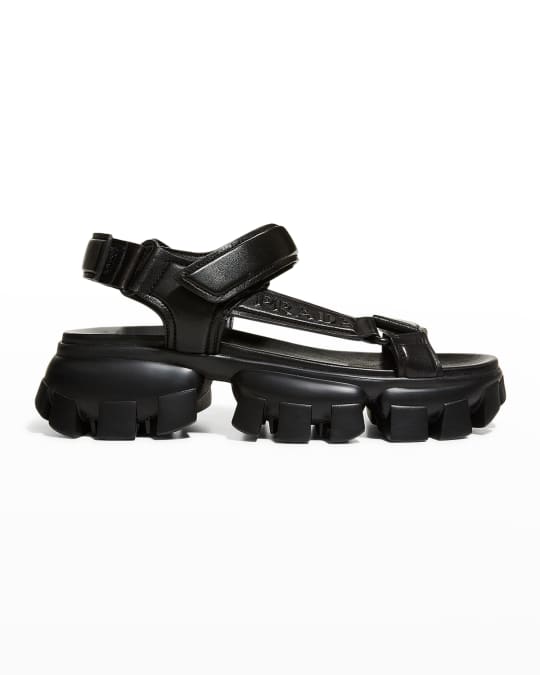Prada Lambskin Grip Thunder-Sole Sport Sandals | Neiman Marcus