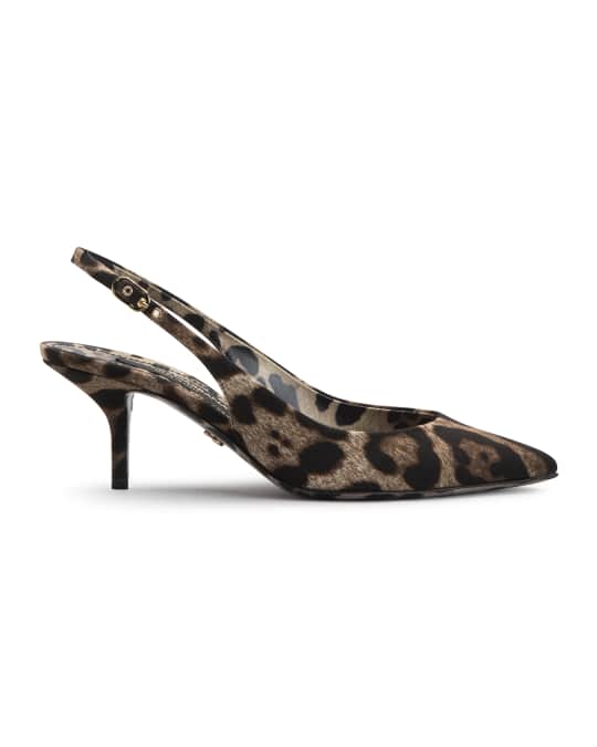 Dolce&Gabbana Leopard-Print Canvas Slingback Pumps | Neiman Marcus