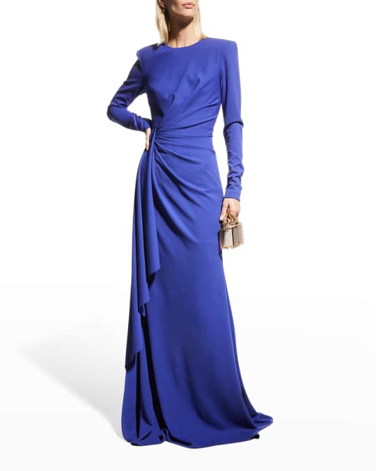 chinese dress ladies Badgley Mischka Pleat Trim Gown- Azure – By Request main image 0