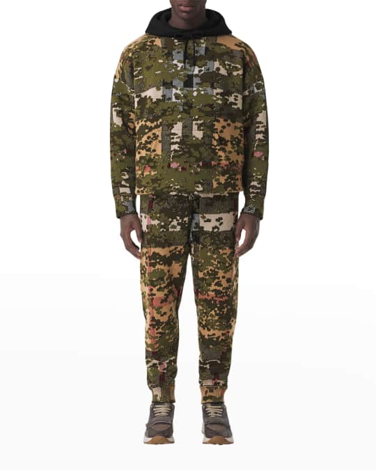 Burberry Men s Camo Check Knit Hoodie Neiman Marcus