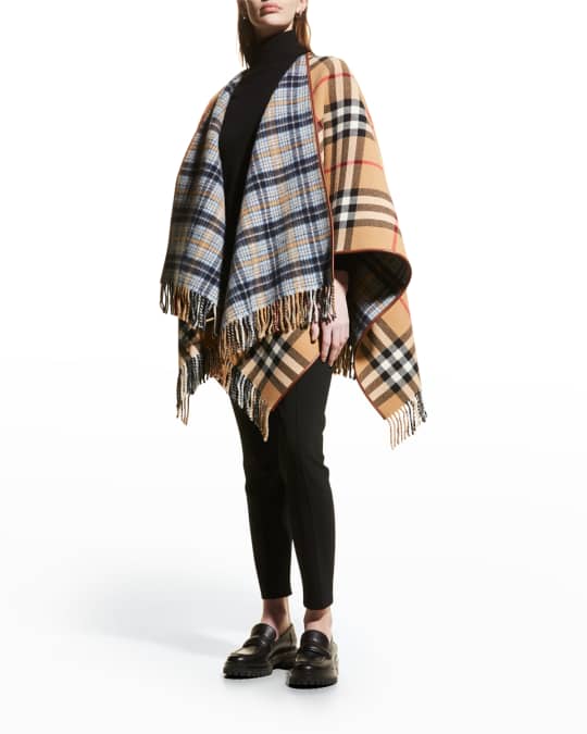 Burberry Reversible Check Wool Cape | Neiman Marcus