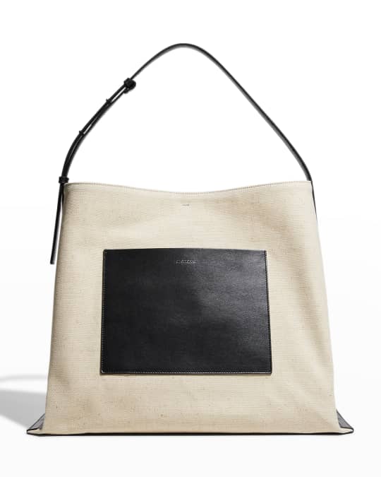 Jil Sander Wander Medium Canvas Leather Shoulder Bag Neiman Marcus