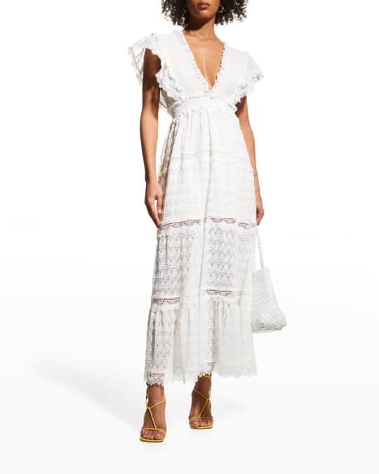 WAIMARI Florence Crochet Lace V-Neck Maxi Dress | Neiman Marcus