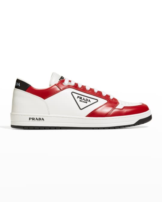 Prada Men's Avenue Bicolor Leather Low-Top Sneakers | Neiman Marcus