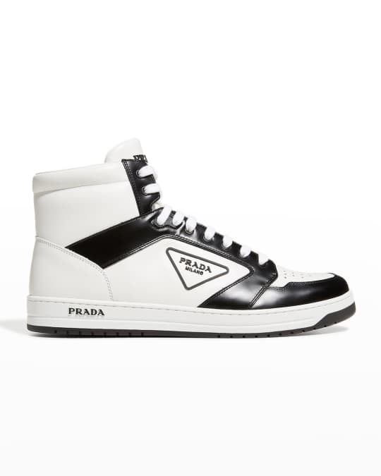 Prada Men's Avenue Logo Bicolor High-Top Sneakers | Neiman Marcus