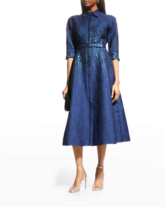 Metallic Tonal Jacquard Shirtdress