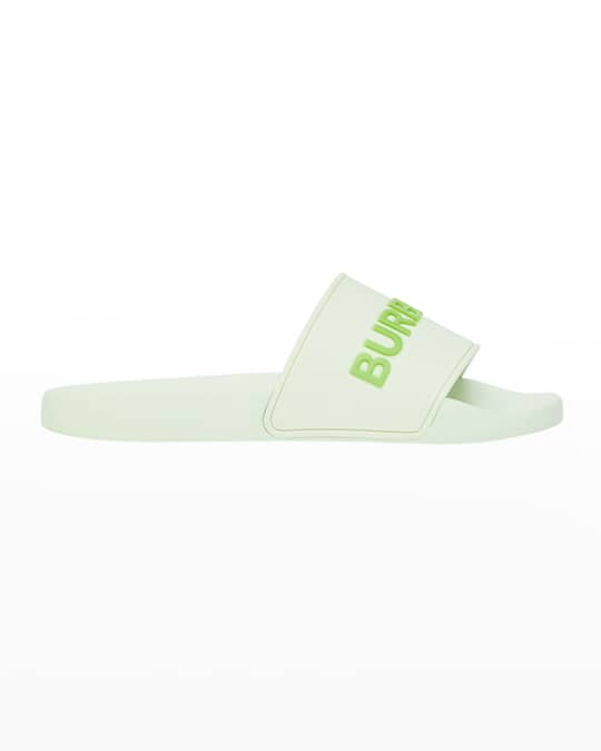 Burberry Furley L Logo Flat Slide Sandals | Neiman Marcus