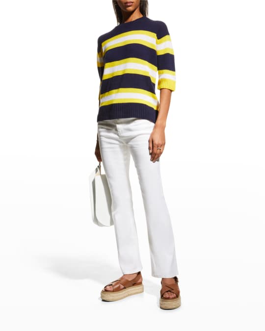 Piazza Sempione Striped ElbowSleeve Cashmere Sweater Neiman Marcus