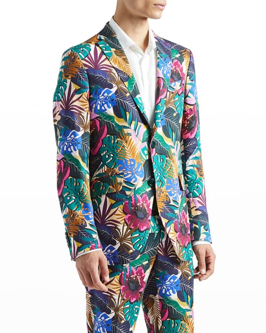Men s Tropical Print Blazer Jacket