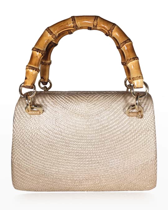 Serpui Valentina Bun Straw Top Handle Bag | Neiman Marcus