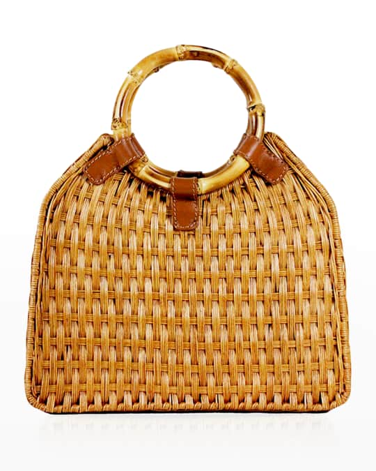 Serpui Liza Wicker Ring Top-Handle Bag | Neiman Marcus