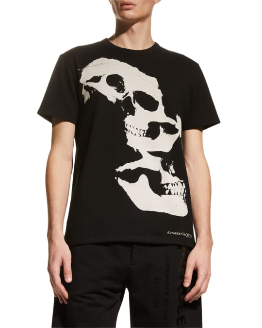 Alexander McQueen Men's Distorted Skull T-Shirt | Neiman Marcus