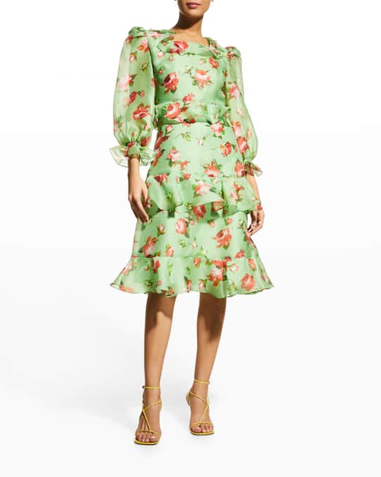 Autumn Adeigbo Serena Floral Organza Midi Dress Neiman Marcus