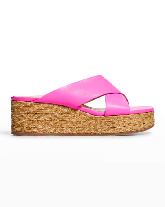 Marion Parke Bethany Leather Crisscross Wedge Sandals | Neiman Marcus