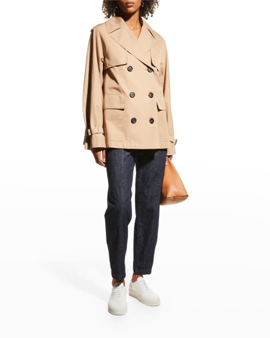Max Mara★Short trench coat Max Mara Belted Short Trench Coat Women's Size M Beige | eBay