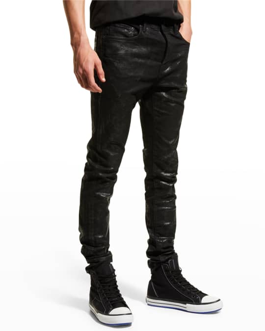 Mens black waxed skinny jeans 2025
