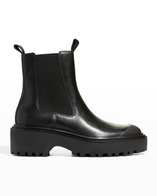 Tory Burch Leather Lug-Sole Chelsea Boots | Neiman Marcus