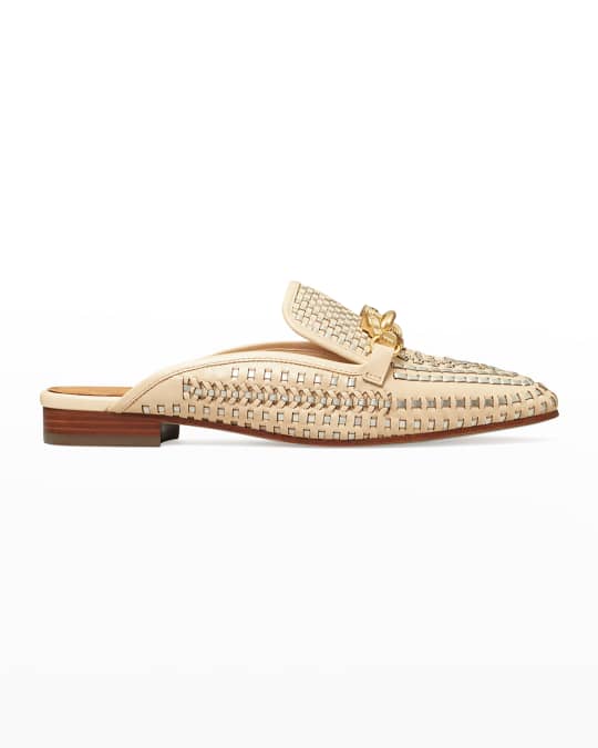 Tory Burch Jessa Woven Horse Bit Loafer Mules | Neiman Marcus