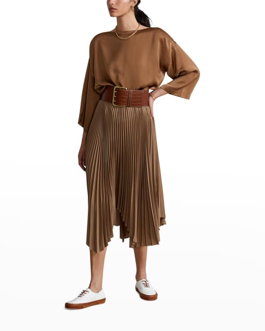 Polo ralph lauren 2025 pleated georgette midi skirt