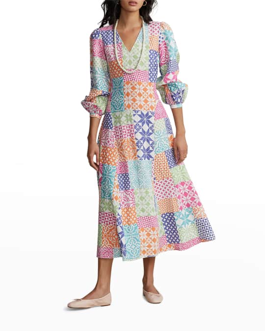 Polo Ralph Lauren Patchwork Linen Fit-&-Flare Dress | Neiman