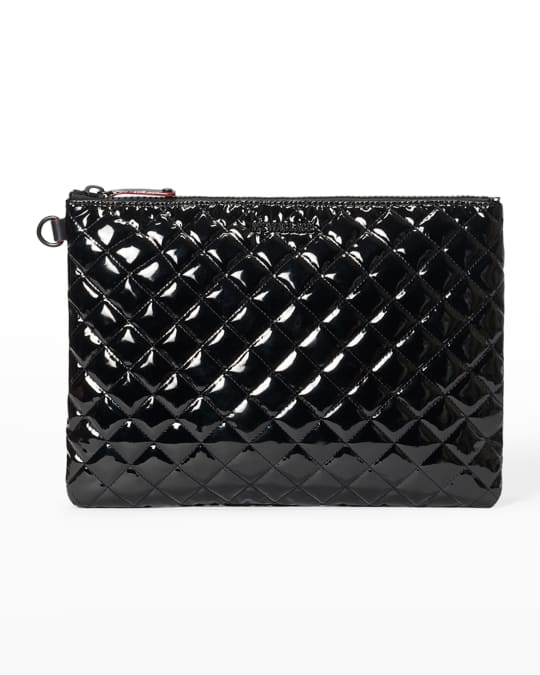 MZ WALLACE Metro Patent Quilted Pouch Clutch Bag Neiman Marcus