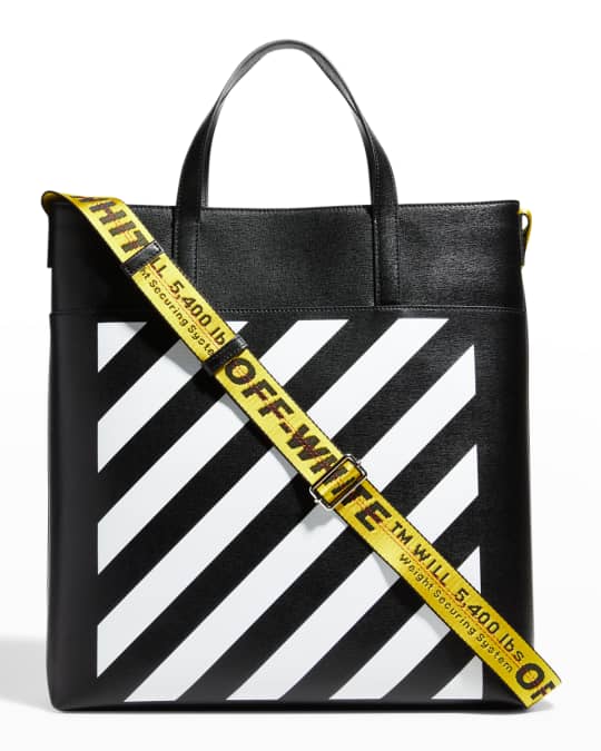 Off White Men s Diagonal Stripe Leather Tote Bag Neiman Marcus