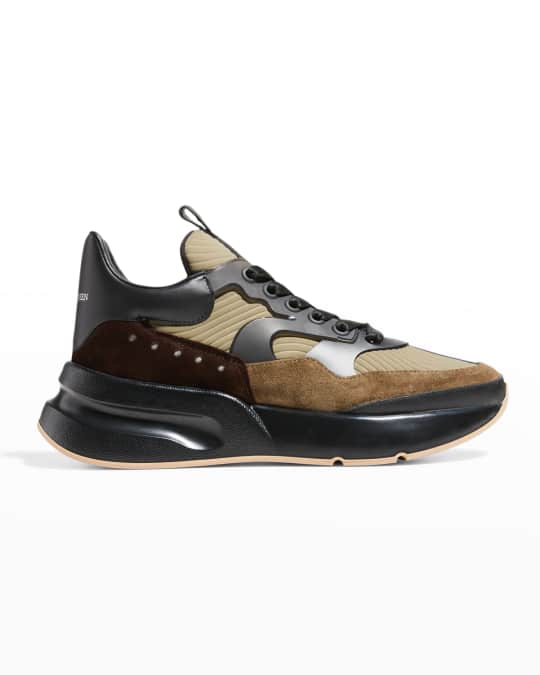 Alexander McQueen Men s Logo Mix Leather Runner Sneakers Neiman