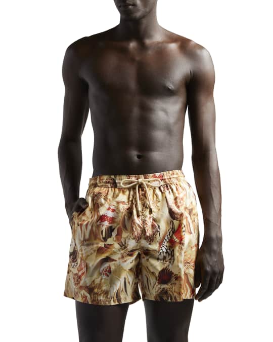 Agnona Men's Graphic Seashell Print Swimming Shorts | Neiman Marcus